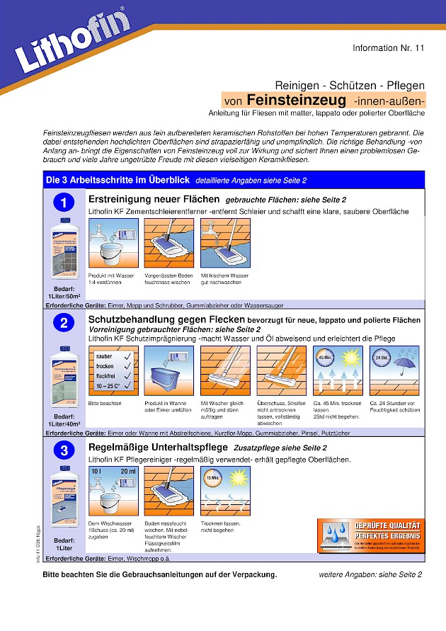 Merkblatt Feinsteinzeug